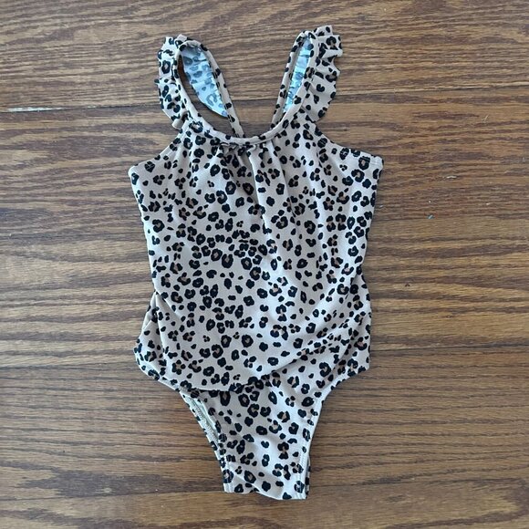 GAP Girls Leopard Print One Piece Swim Suit Bathing Suit Size 4T Ruffle Strap - Picture 8 of 8